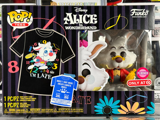 Disney Alice In Wonderland - White Rabbit (w/ Watch) Pop & 2XL Tee Box Set (Flocked) (1062) Target Exclusive