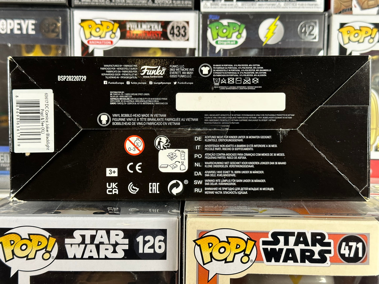 DC BtAS - Joker con naipes Pop y XL Tee Box Set (traje azul) (luz negra) (370)